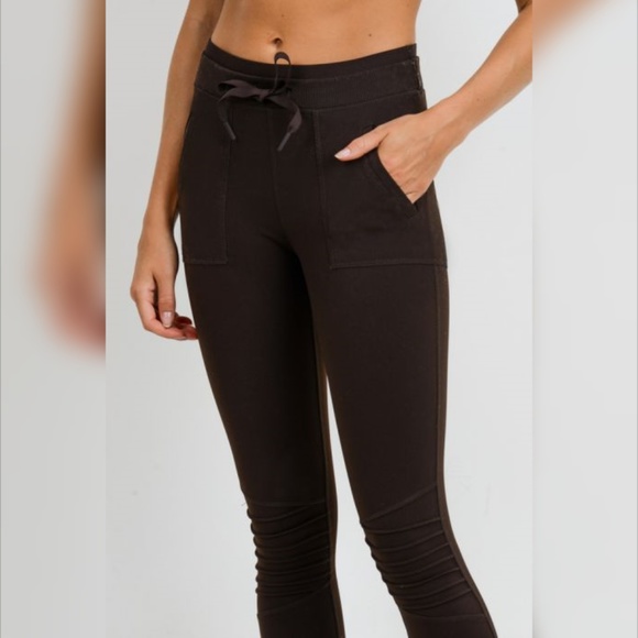 Skinny Cargo Moto Hybrid Joggers - Coffee - Picture 3 of 8